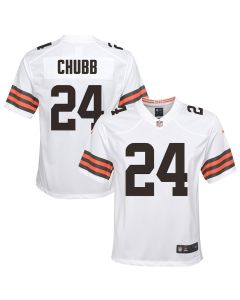 Nick Chubb 24 Cleveland Browns YOUTH Game Jersey – White