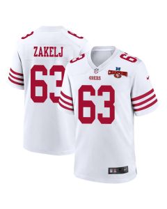 Nick Zakelj 63 San Francisco 49ers NFC Champions Patch Game Men Jersey – White