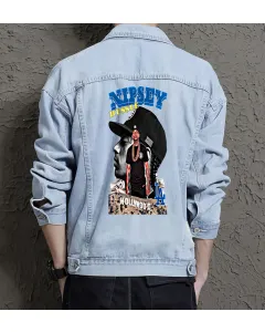 Nipsey Hussle Jean Jacket for Men – Gift for Music Fans – Christmas Gift - Light Blue - Main View