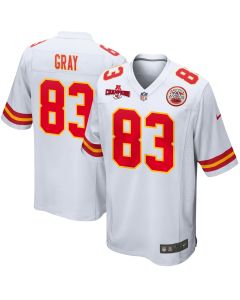 Noah Gray 83 Kansas City Chiefs AFC Champions Patch Game Men Jersey – White