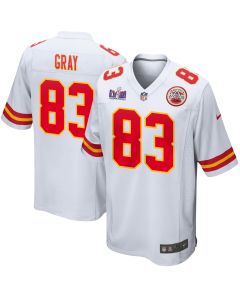 Noah Gray 83 Kansas City Chiefs Super Bowl LVIII Patch Game Men Jersey – White