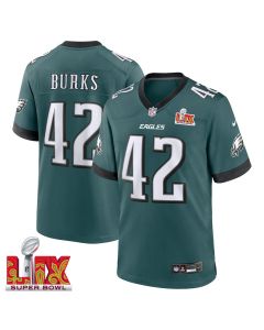 Oren Burks #42 Philadelphia Eagles Super Bowl LIX Jersey – Men’s – Midnight Green