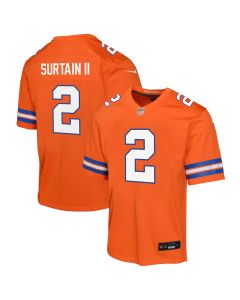Patrick Surtain II 2 Denver Broncos Mile High Collection 1977 Throwback Game YOUTH Jersey – Orange