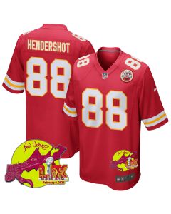 Peyton Hendershot 88 Kansas City Chiefs Super Bowl LIX New Orleans Patch Game Men Jersey – Red