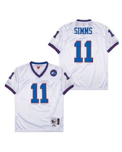 Phil Simms 11 New York Giants Spider Lockhart 43 Patch Throwback Men Jersey – White