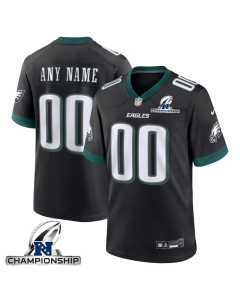 Philadelphia Eagles NFC Championship Patch Alternate Game Men Custom Jersey – Black