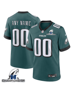 Philadelphia Eagles NFC Championship Patch Game Men Custom Jersey – Midnight Green