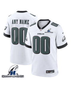 Philadelphia Eagles NFC Championship Patch Game Men Custom Jersey – White