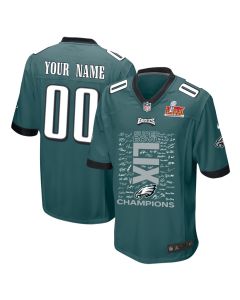 Philadelphia Eagles Super Bowl LIX Champions Roster Autograph Signing Game Men Jersey – Midnight Green