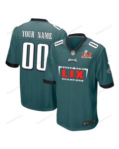 Philadelphia Eagles Super Bowl LIX Champions Simple Style V2 Game Men Custom Jersey – Midnight Green