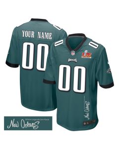 Philadelphia Eagles Super Bowl LIX ‘New Orleans – Where Legends Are Made’ EMBROIDERED Game Men Custom Jersey – Midnight Green