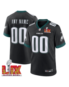 Philadelphia Eagles Super Bowl LIX Patch Alternate Game Men Custom Jersey – Black