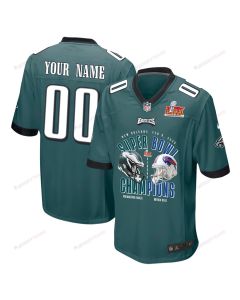 Philadelphia Eagles Vs. Buffalo Bills Super Bowl LIX Game Men Custom Jersey – Midnight Green