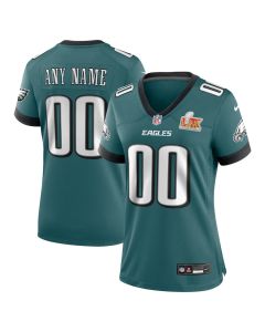 Philadelphia Eagles Women’s Super Bowl LIX Custom Game Jersey – Midnight Green