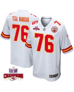 Prince Tega Wanogho 76 Kansas City Chiefs Super Bowl LVIII Champions 4 Stars Patch Game Men Jersey – White