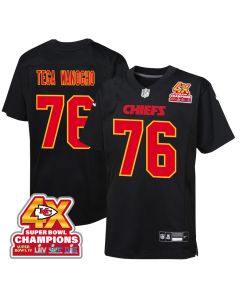 Prince Tega Wanogho 76 Kansas City Chiefs Super Bowl LVIII Champions 4X Fashion Game YOUTH Jersey – Carbon Black