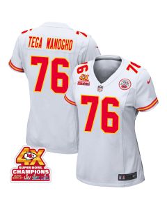 Prince Tega Wanogho 76 Kansas City Chiefs Super Bowl LVIII Champions 4X Game Women Jersey – White