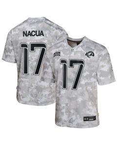 Puka Nacua 17 Los Angeles Rams 2024 Salute to Service Game YOUTH Jersey – Arctic Camo