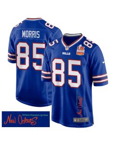 Quintin Morris 85 Buffalo Bills Super Bowl LIX Champions Patch ‘New Orleans – Where Passion Ignites’ EMBROIDERED Game Men Jersey – Royal