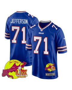 Quinton Jefferson 71 Buffalo Bills Super Bowl LIX New Orleans Patch Game Men Jersey – Royal