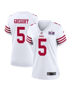 Randy Gregory 5 San Francisco 49ers Super Bowl LVIII Patch Game Women Jersey – White