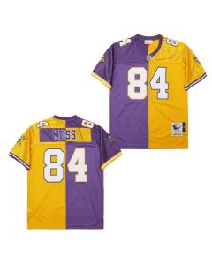 Randy Moss 84 Minnesota Vikings Two-Toned Throwback Men Jersey – Purple/Yellow