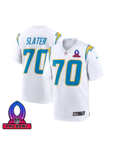 Rashawn Slater 70 Los Angeles Chargers 2025 Pro Bowl Patch Game Men Jersey – White
