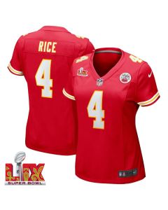 Rashee Rice #4 Kansas City Chiefs Super Bowl LIX Women’s Jersey – Red