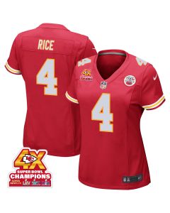 Rashee Rice 4 Kansas City Chiefs Super Bowl LVIII Champions 4X Game Women Jersey – Red