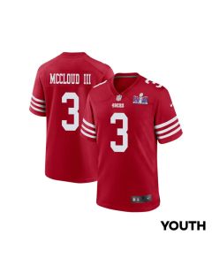 Ray-Ray McCloud III 3 San Francisco 49ers Super Bowl LVIII Patch Game YOUTH Jersey – Scarlet