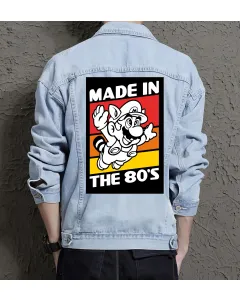 Retro Mario Denim Jacket for Men – Gift for Video Game Fans – Christmas Gift - Light Blue - Main View