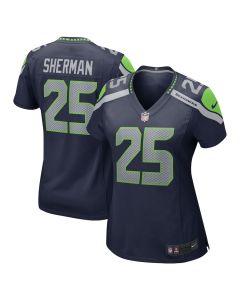 Richard Sherman 25 Seattle Seahawks Women Retired Game Jersey – College Navy