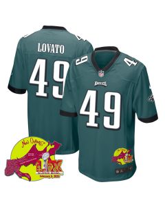 Rick Lovato 49 Philadelphia Eagles Super Bowl LIX New Orleans Patch Game Men Jersey – Midnight Green