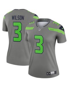 Russell Wilson 3 Seattle Seahawks Women Inverted Legend Jersey – Gray