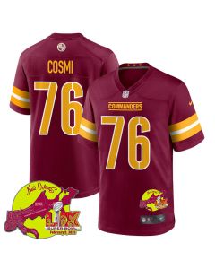 Sam Cosmi 76 Washington Commanders Super Bowl LIX New Orleans Patch Game Men Jersey – Burgundy