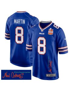 Sam Martin 8 Buffalo Bills Super Bowl LIX Champions Patch ‘New Orleans – Where Passion Ignites’ EMBROIDERED Game Men Jersey – Royal