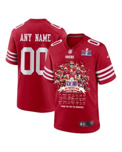 San Francisco 49ers Super Bowl LVIII Thanks For Memories Game Custom Men Jersey – Scarlet