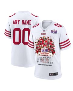 San Francisco 49ers Super Bowl LVIII Thanks For Memories Game Custom Men Jersey – White
