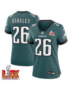 Saquon Barkley #26 Philadelphia Eagles Super Bowl LIX Women’s Jersey – Midnight Green