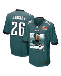 Saquon Barkley 26 Philadelphia Eagles ‘Be Super Bowl LIX Champions’ Game Men Jersey – Midnight Green