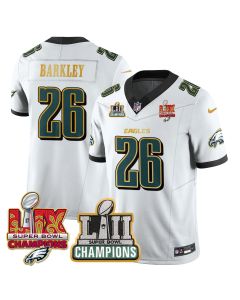Saquon Barkley 26 Philadelphia Eagles LII-LIX Super Bowl Champions Vapor Limited Gold Jersey – White
