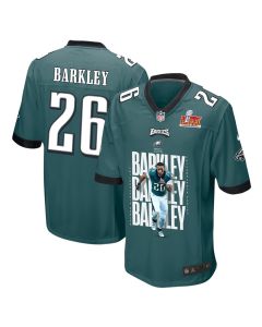 Saquon Barkley 26 Philadelphia Eagles ‘Saquontum Leap’ Game Men Jersey – Midnight Green