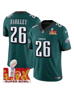 Saquon Barkley 26 Philadelphia Eagles Super Bowl Champions LIX Patch Vapor Limited Jersey – Midnight Green