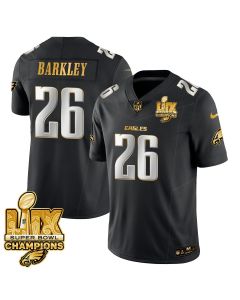 Saquon Barkley 26 Philadelphia Eagles Super Bowl LIX Champions Gold Vapor Limited Jersey – Black Gold