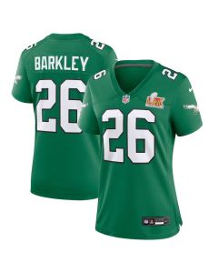 Saquon Barkley 26 Philadelphia Eagles Women’s Super Bowl LIX 2nd Alternate Game Jersey – Kelly Green