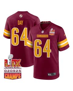 Sheldon Day 64 Washington Commanders Super Bowl LIX Champions Patch Game Men Jersey – Burgundy
