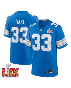 Sione Vaki #33 Detroit Lions Super Bowl LIX Jersey – Men’s – Blue