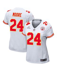 Skyy Moore 24 Kansas City Chiefs Super Bowl LVIII Patch Game Women Jersey – White