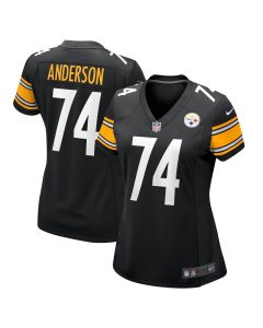 Spencer Anderson 74 Pittsburgh Steelers Women’s Game Jersey – Black