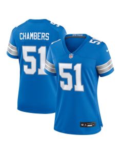 Steele Chambers 51 Detroit Lions Women’s Game Jersey – Blue